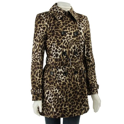 black leopard michael kors coat|Michael Kors leopard trench coat.